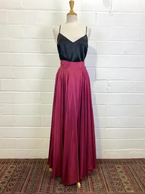 Vintage 1940s Magenta Taffeta Circle Maxi Skirt, W26"