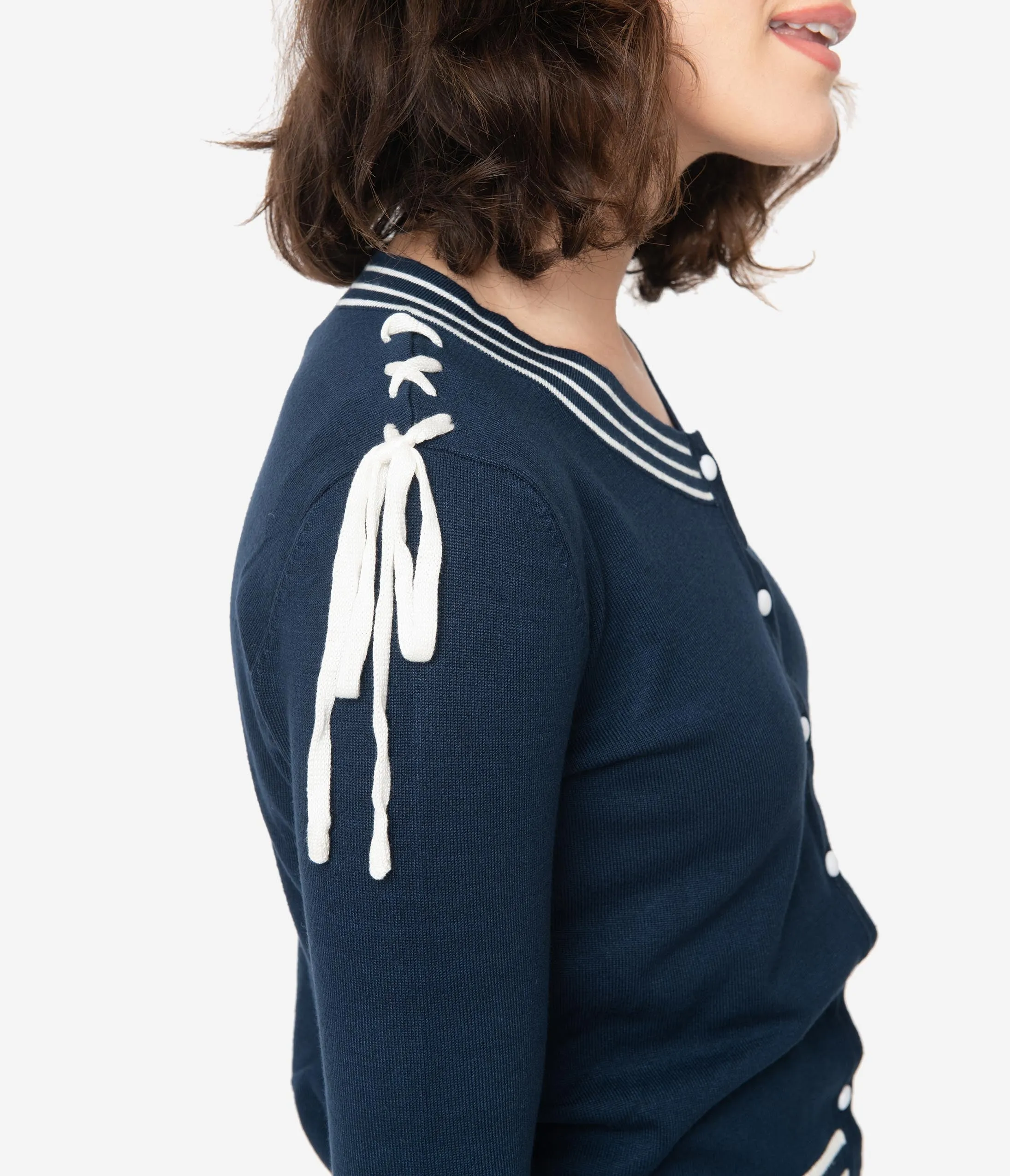 Voodoo Vixen Navy Nautical Sail Away Anchor Cardigan