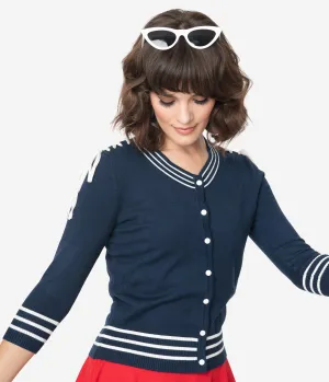 Voodoo Vixen Navy Nautical Sail Away Anchor Cardigan