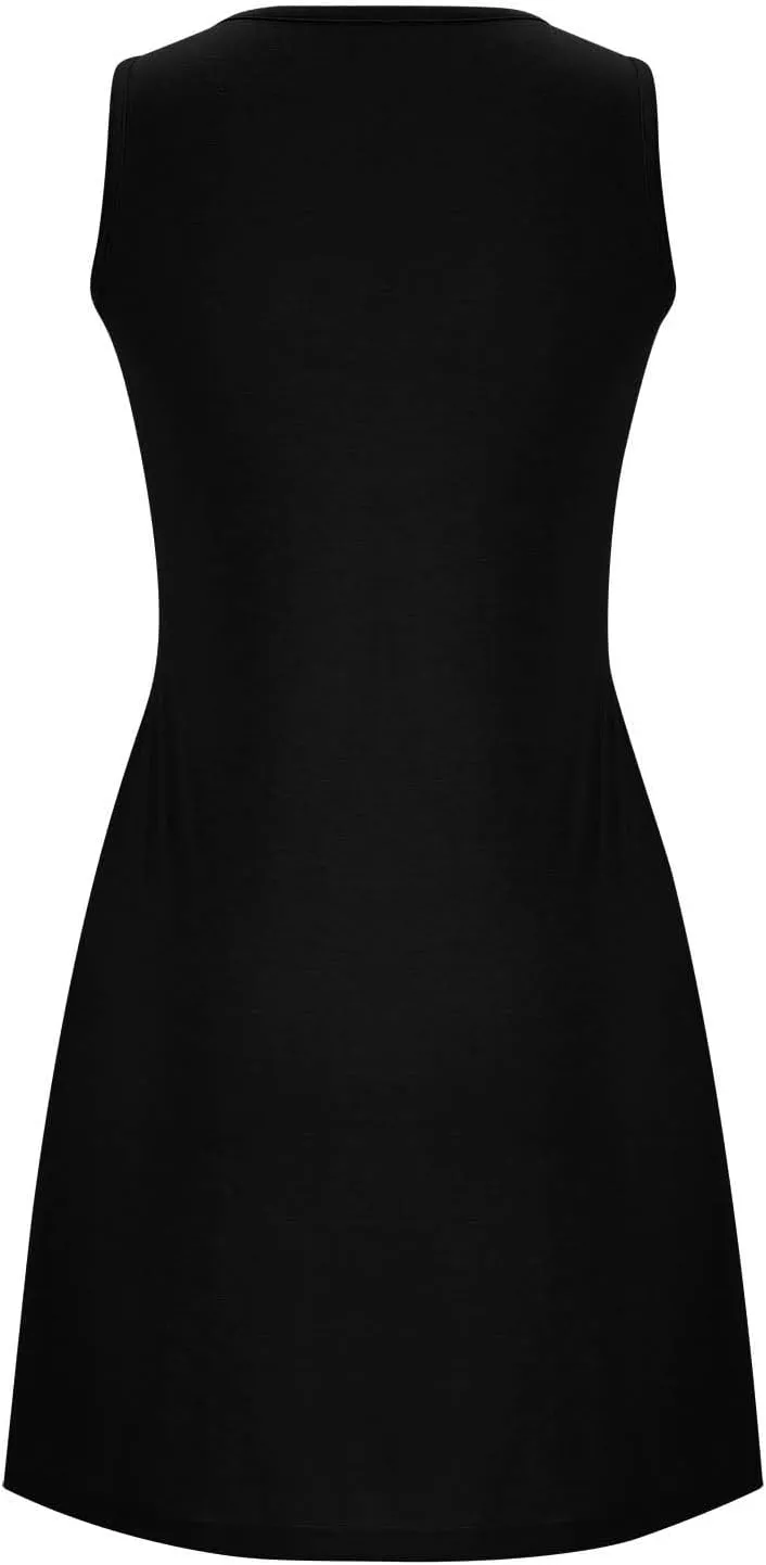 Women's 2024 Summer Casual Loose Beach Sleeveless Midi Sundress with Pockets Swing Solid Ruffle A-Line Dresses