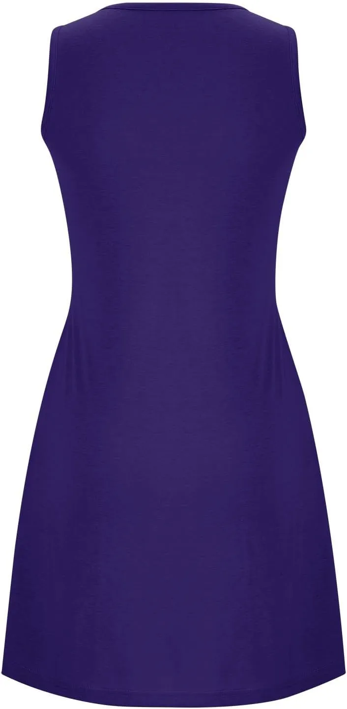 Women's 2024 Summer Casual Loose Beach Sleeveless Midi Sundress with Pockets Swing Solid Ruffle A-Line Dresses
