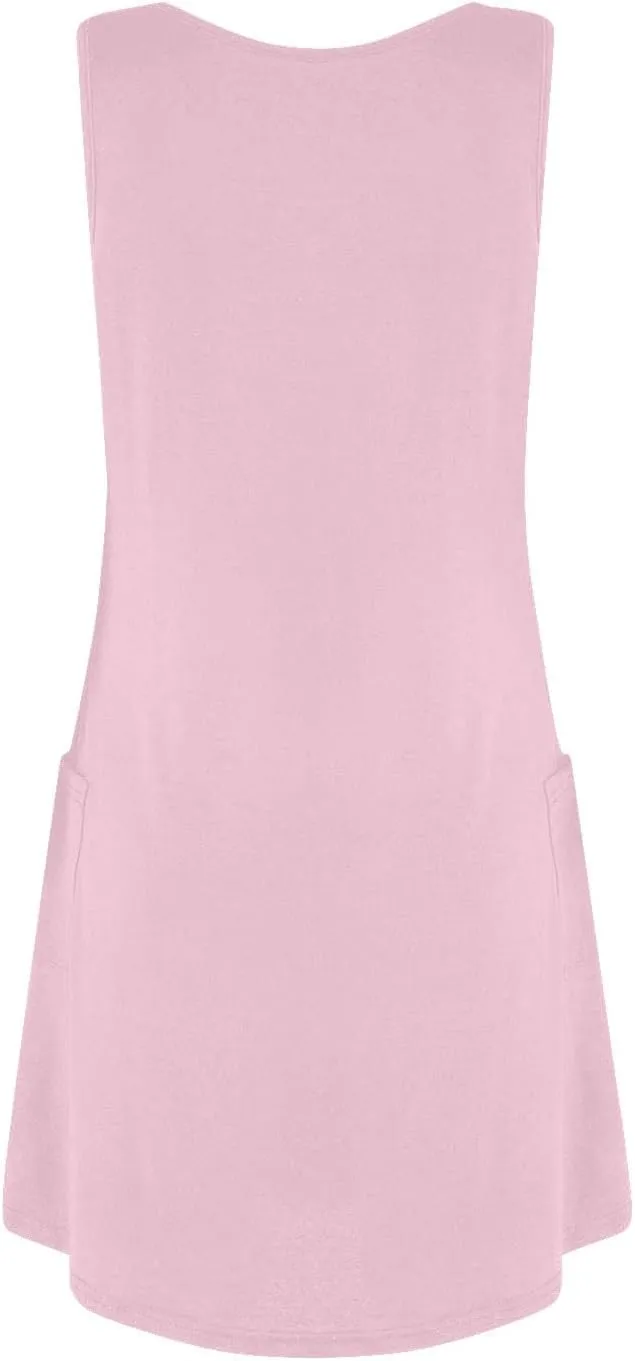 Women's Casual Sleeveless Color Block Summer Dress with Pockets Comfortable Loose Fit for Beach and Daily Wear