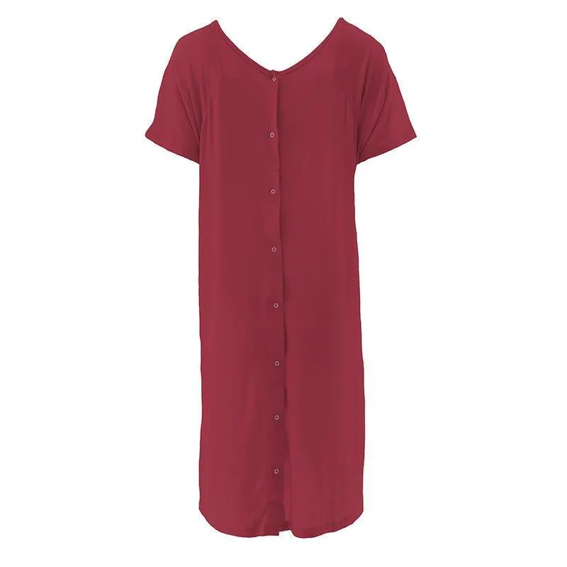 Women's Solid Bamboo Labor and Delivery Hospital Gown - Wild Strawberry