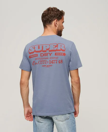Workwear Scripted Graphic T-Shirt - Tidal Blue Slub