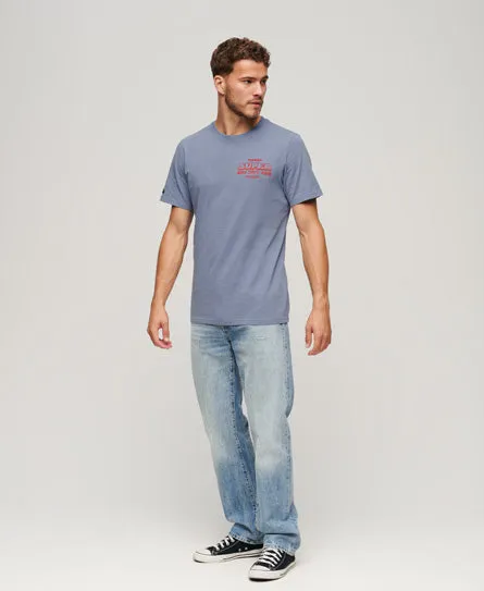 Workwear Scripted Graphic T-Shirt - Tidal Blue Slub