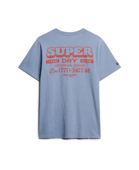 Workwear Scripted Graphic T-Shirt - Tidal Blue Slub