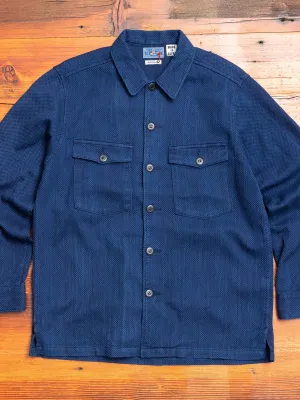 Yarn Dyed Sashiko Overshirt in Indigo