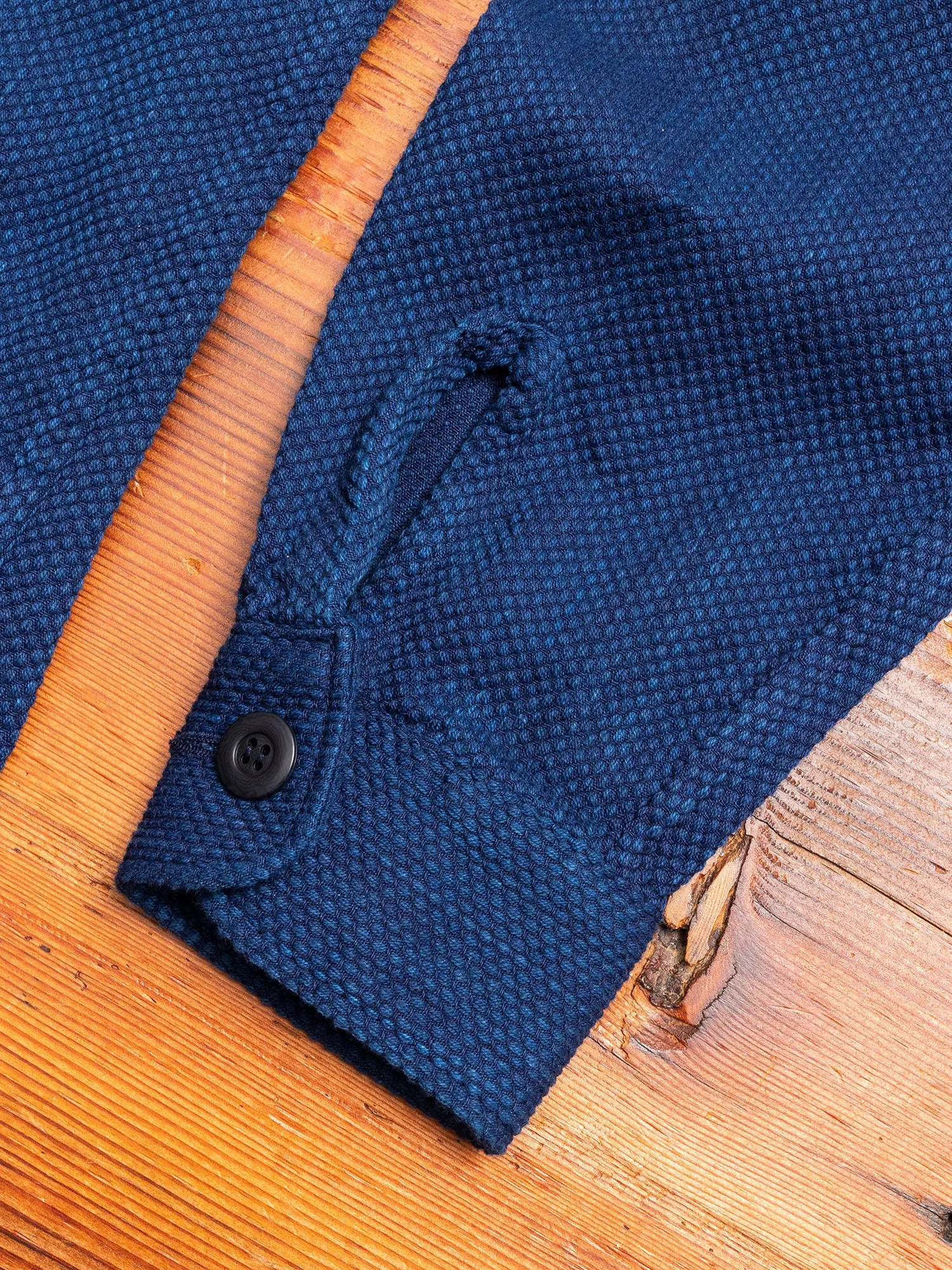 Yarn Dyed Sashiko Overshirt in Indigo