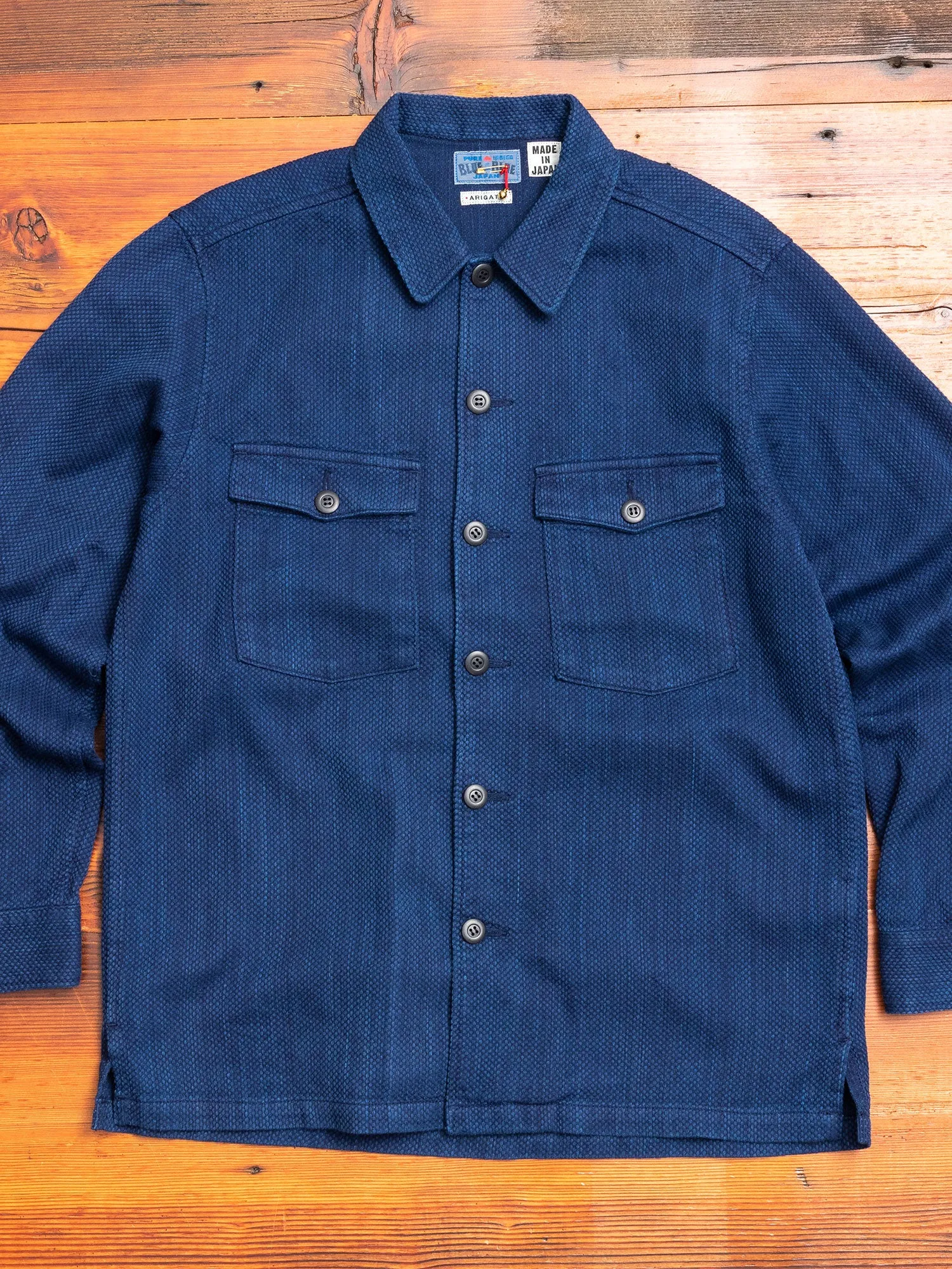Yarn Dyed Sashiko Overshirt in Indigo